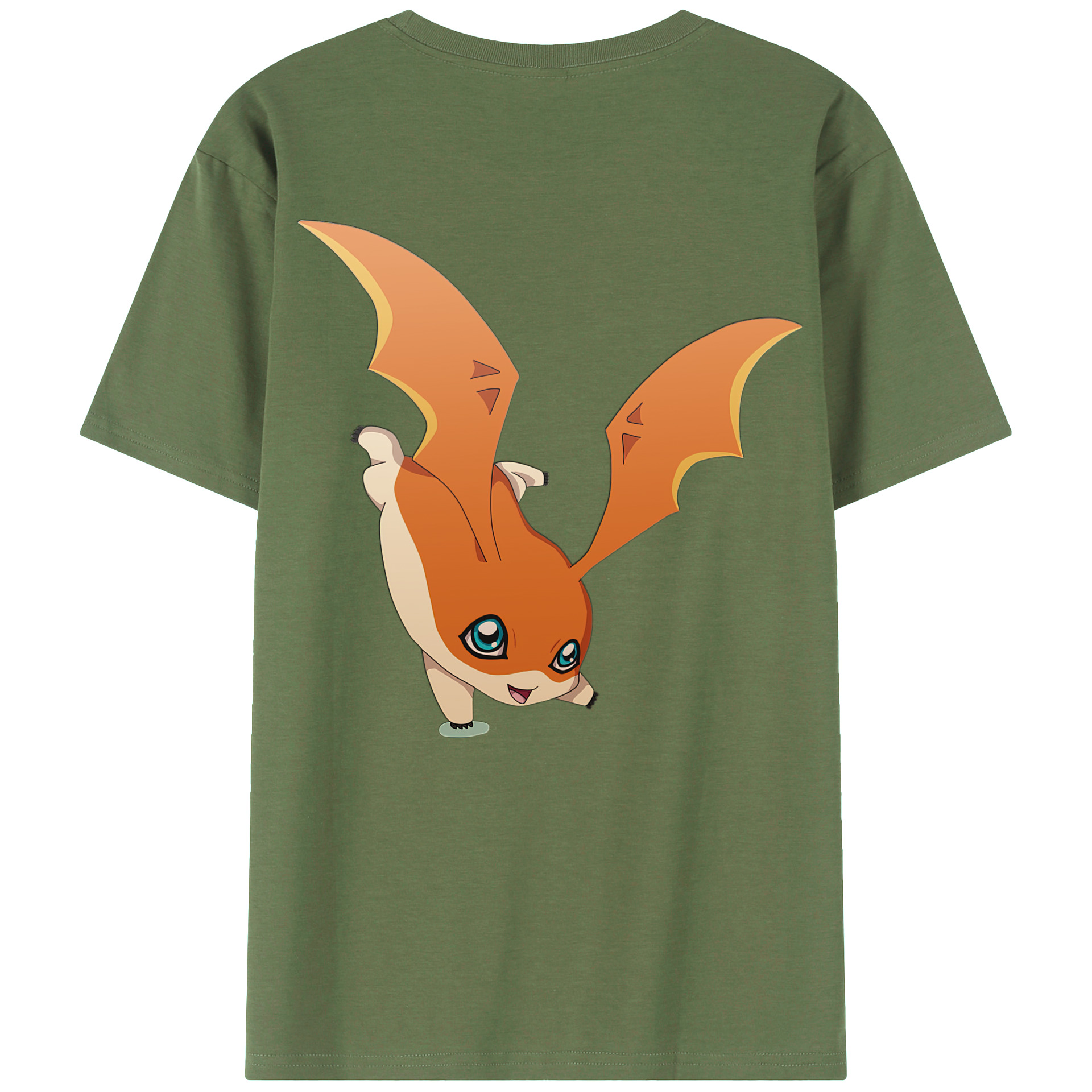 （画像用） Digimon デジタルモンスター/デジモン 綿100％ メンズ半袖Tシャツ（バックプリント） 通気性